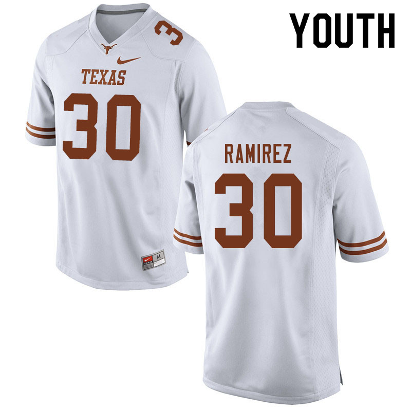 Youth #30 Mason Ramirez Texas Longhorns College Football Jerseys Sale-White